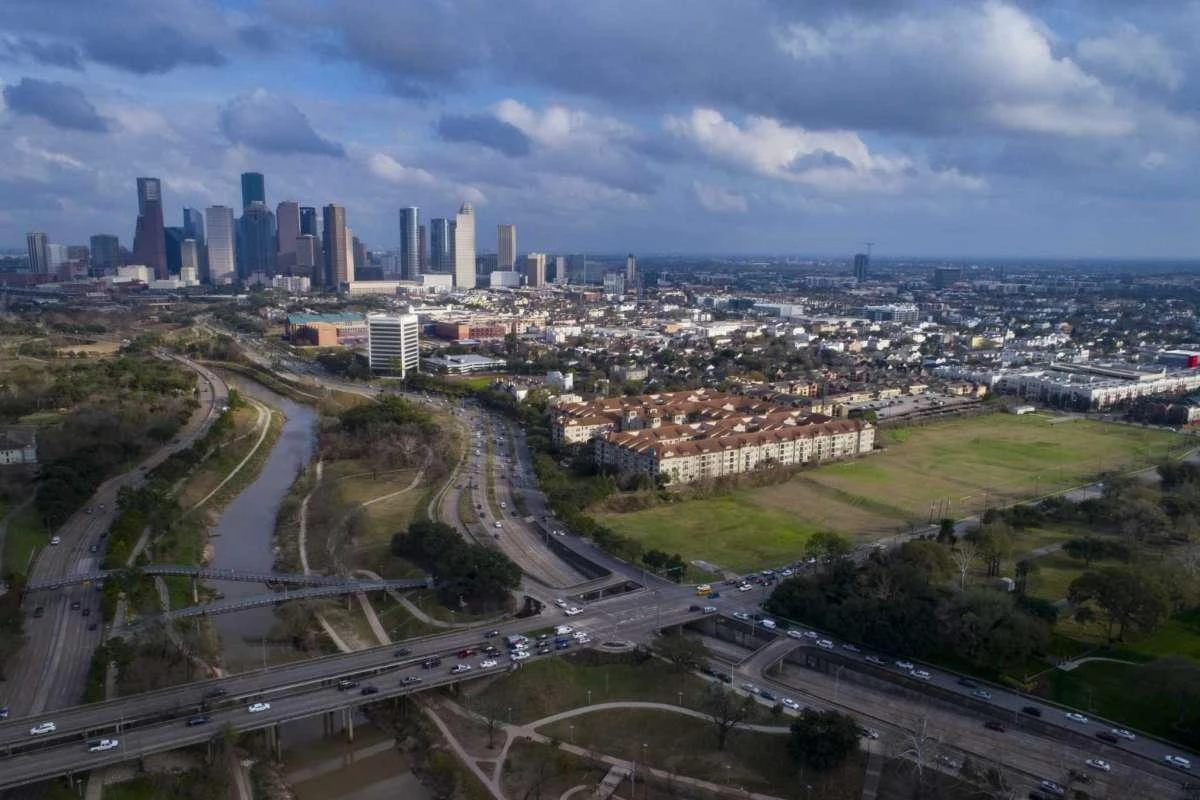 The vacant lot along Montrose Boulevard at Allen Parkway is planned as the future site of the Ismaili Center near downtown Houston along Buffalo Bayou