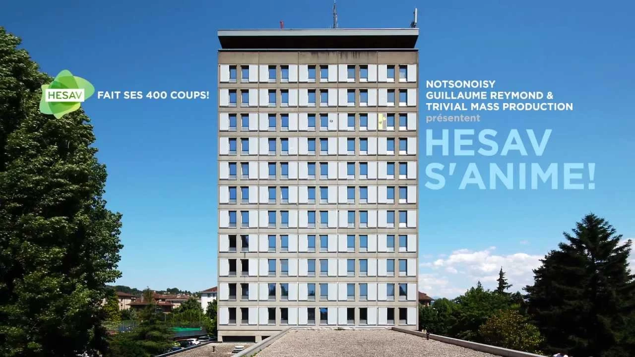 El artista francosuizo Guillaume Reymond ha elaborado un vídeo sobre la torre de la HESAV (Health High School Vaud) con motivo de la celebración de los diez años de funcionamiento de la escuela suiza.