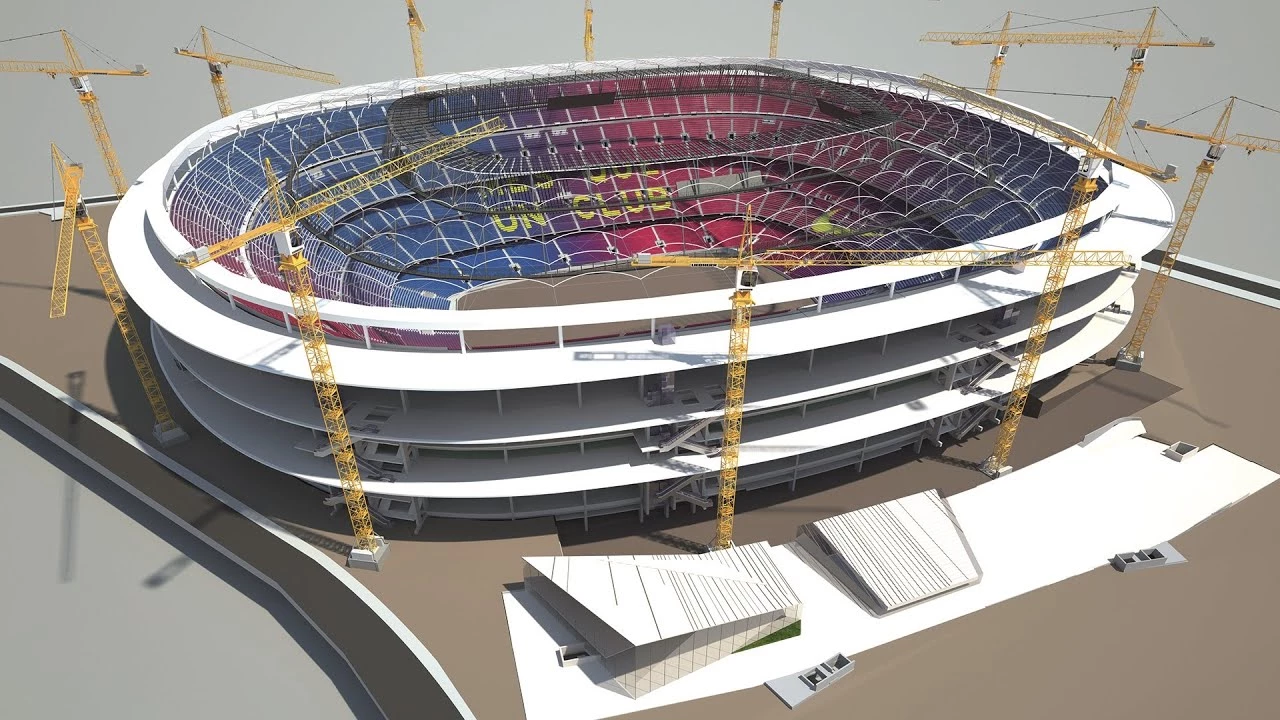 Diseñado por la firma japonesa Nikken Sekkei, con la colaboración de Joan Pascual y Ramon Ausió Arquitectes, el nuevo estadio del F.C. Barcelona se levantará en diferentes fases, sin interrumpir su funcionamiento durante la intervención.