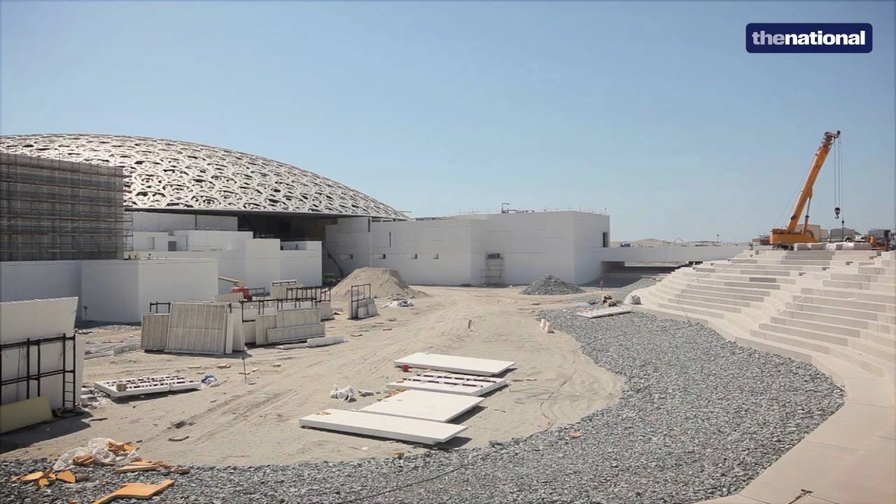 The Louvre Abu Dhabi, designed by Jean Nouvel, is slowly transitioning from a construction site dominated by towering cranes and scaffolding, into the museum it is fabled to become - now that the pools in and around the building have been filled in.