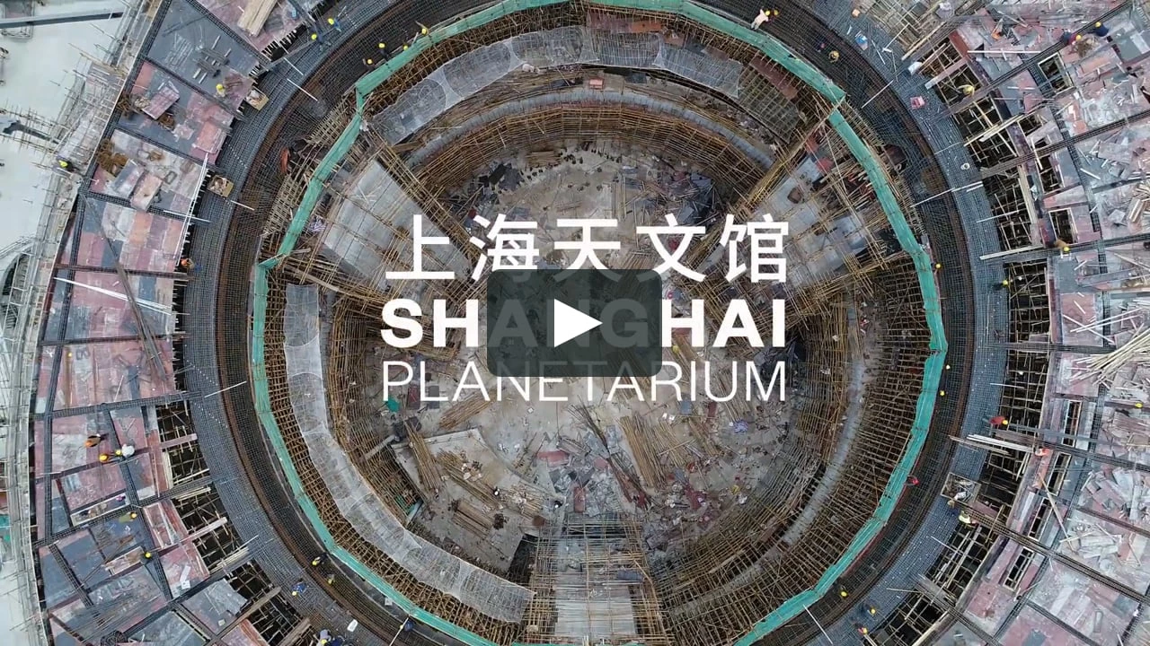 Construction of Shanghai Planetarium well underway Images taken from a drone show the progress of construction work at the site of the Shanghai Planetarium, designed by Ennead Architects and to be completed in 2020.