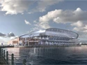New stadium for Everton FC Seating 52,000, it is located on the Bramley-Moore Dock, within the Liverpool Maritime Mercantile City World Heritage Site. The proposal drawn up by Dan Meis draws inspiration from the historical buildings at the port, and also from nearby warehouses.