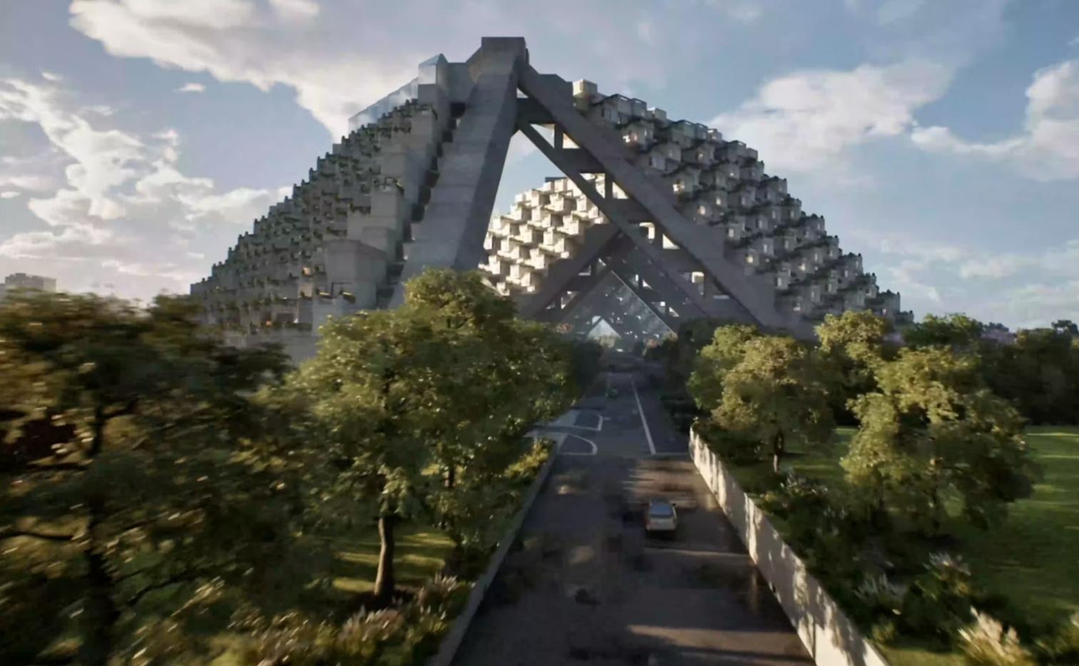 Full vision for Habitat 67 housing, by Moshe Safdie