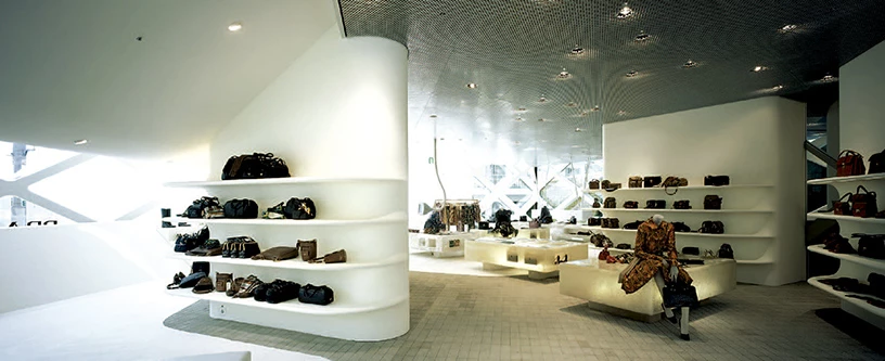 prada's boutique store in tokyo has backlit 'sponge' walls designed by OMA