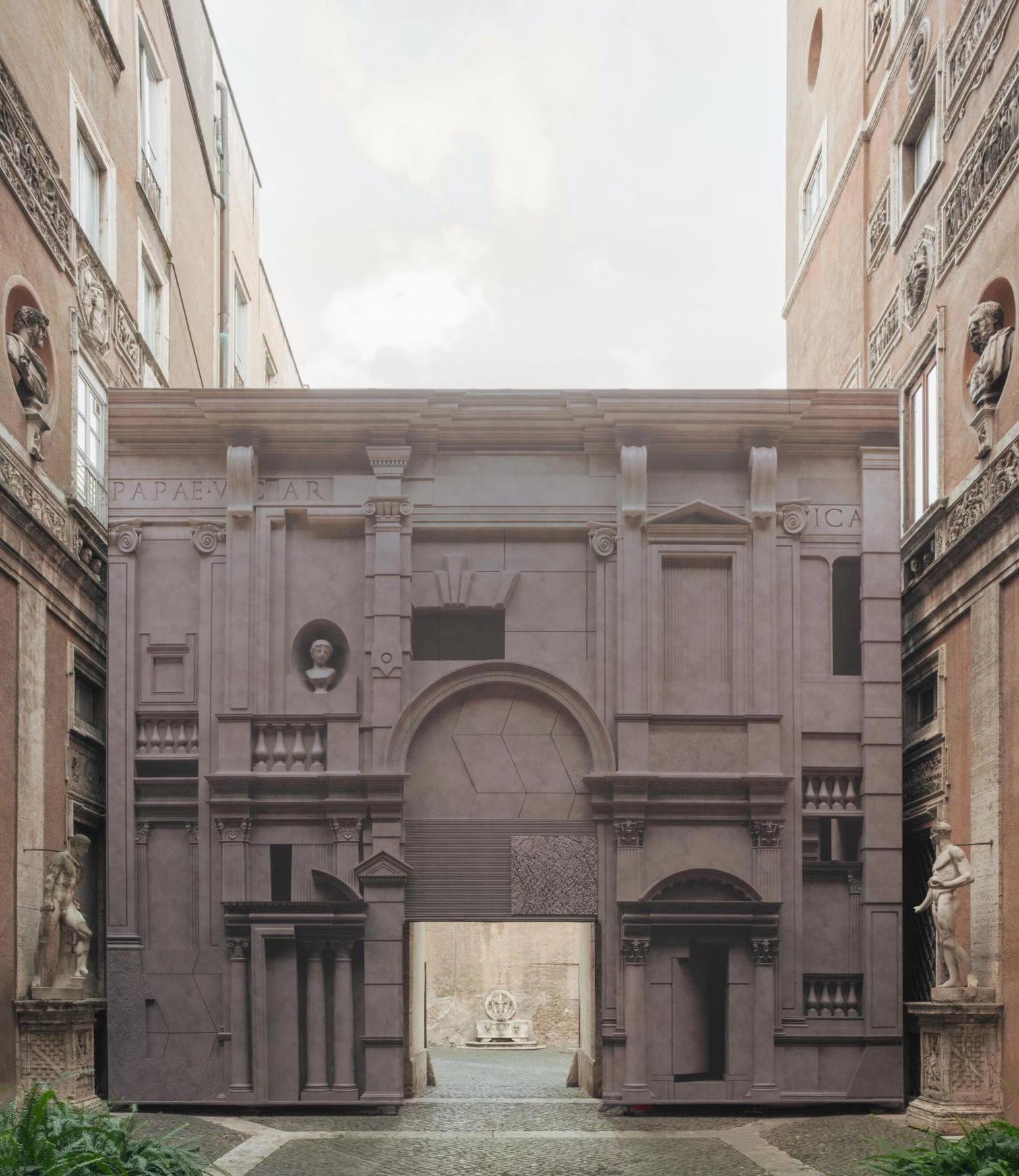 BassoRilievo temporary facade in Rome