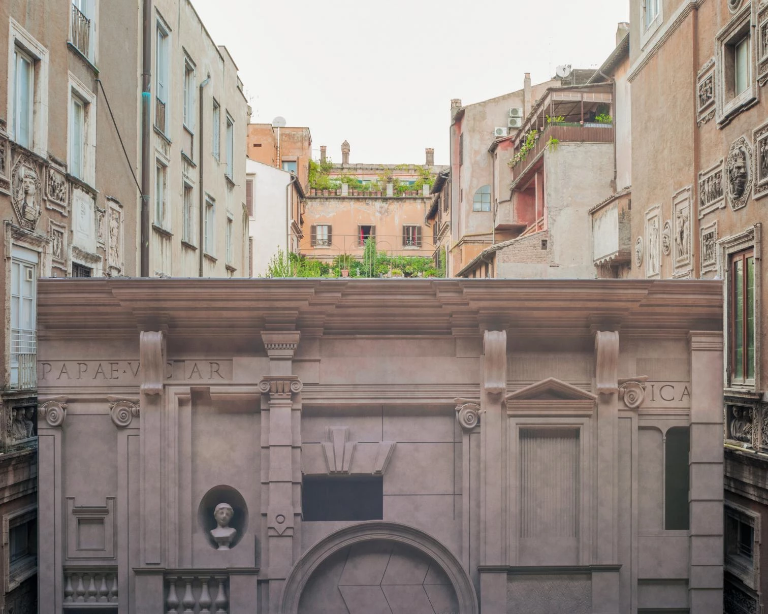 BassoRilievo temporary facade in Rome