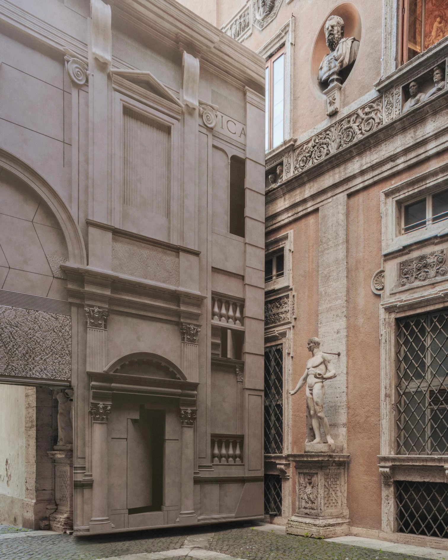 BassoRilievo temporary facade in Rome