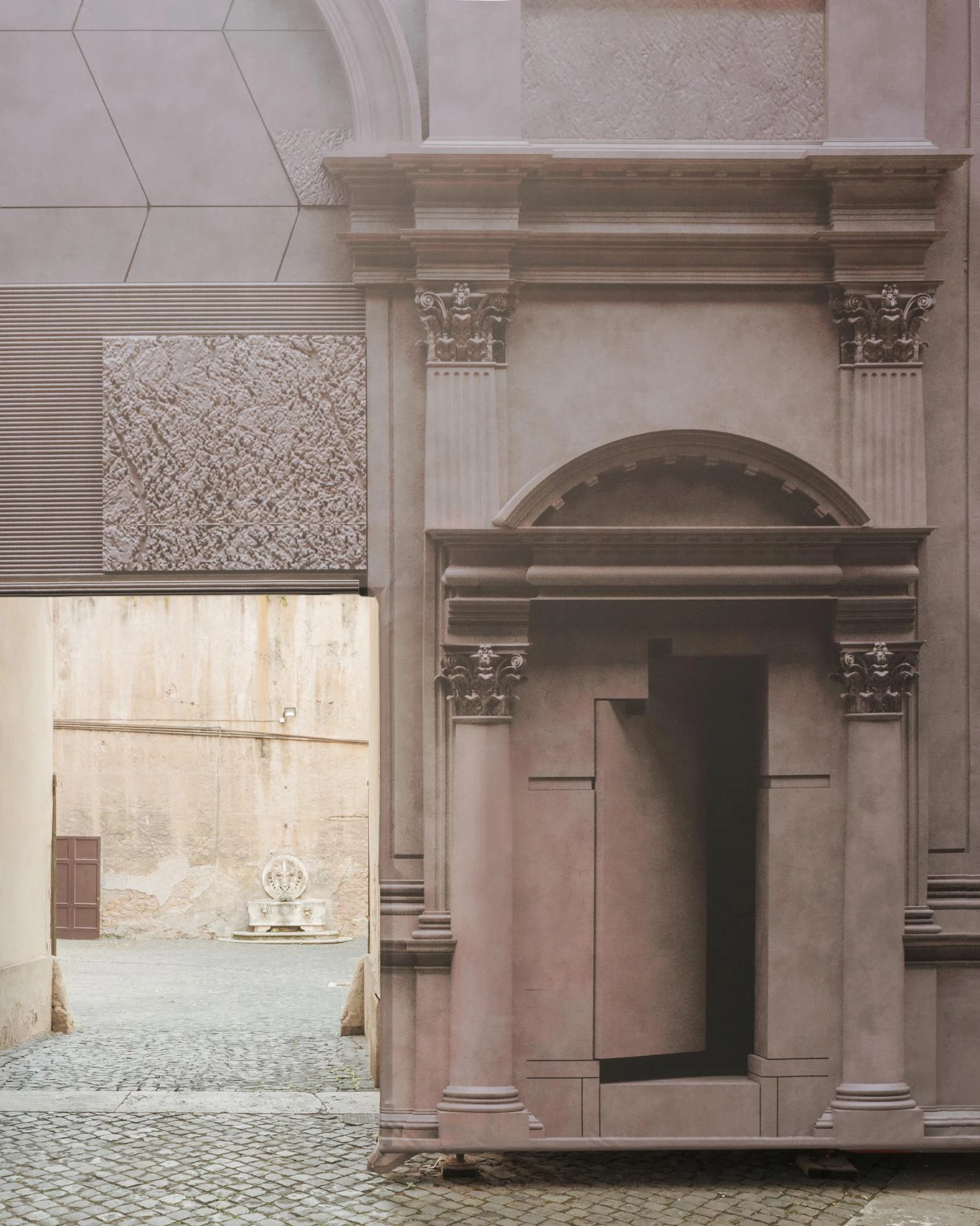 BassoRilievo temporary facade in Rome