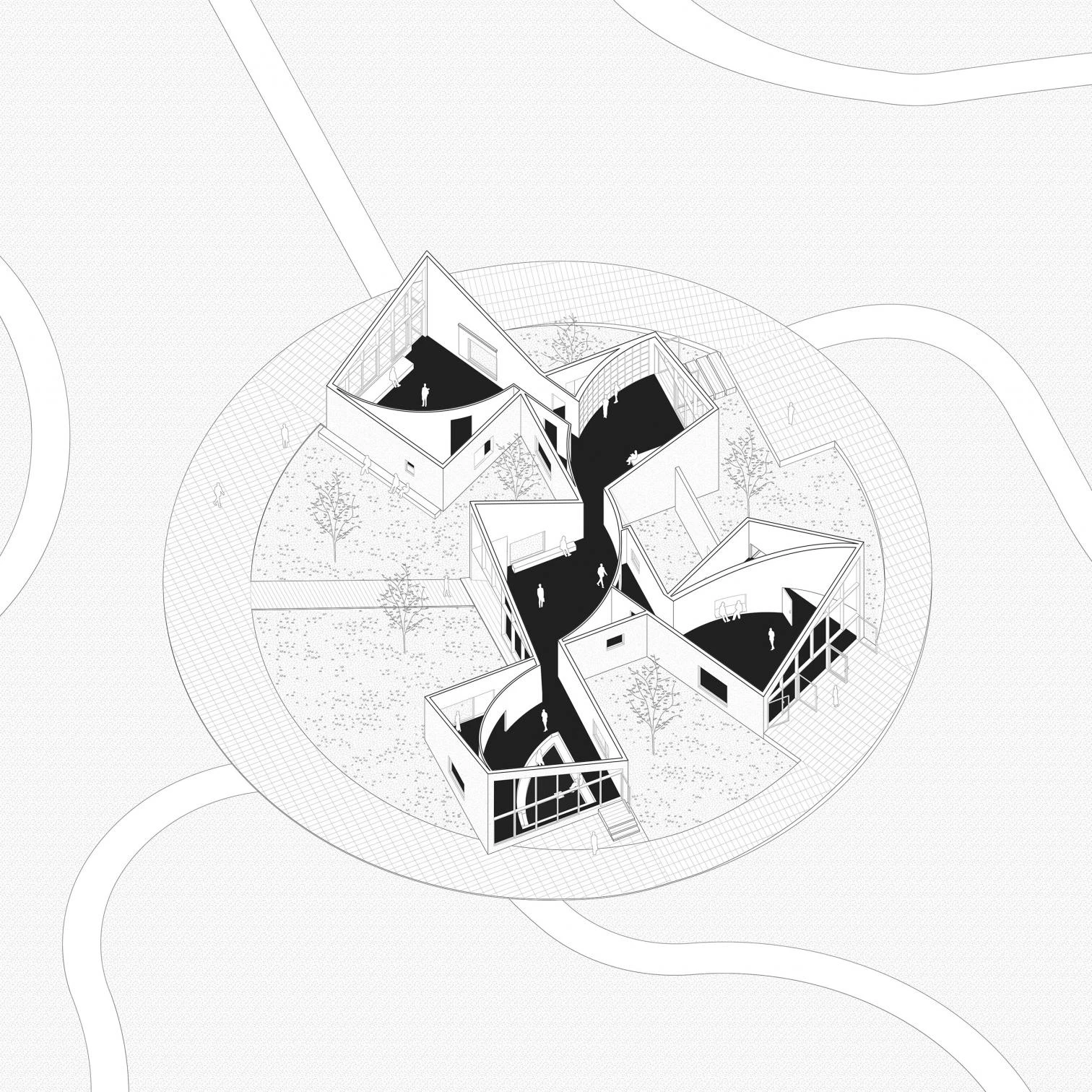 La Biblioteca en el Campo de Crisantemos de Hielo en Xiuwu