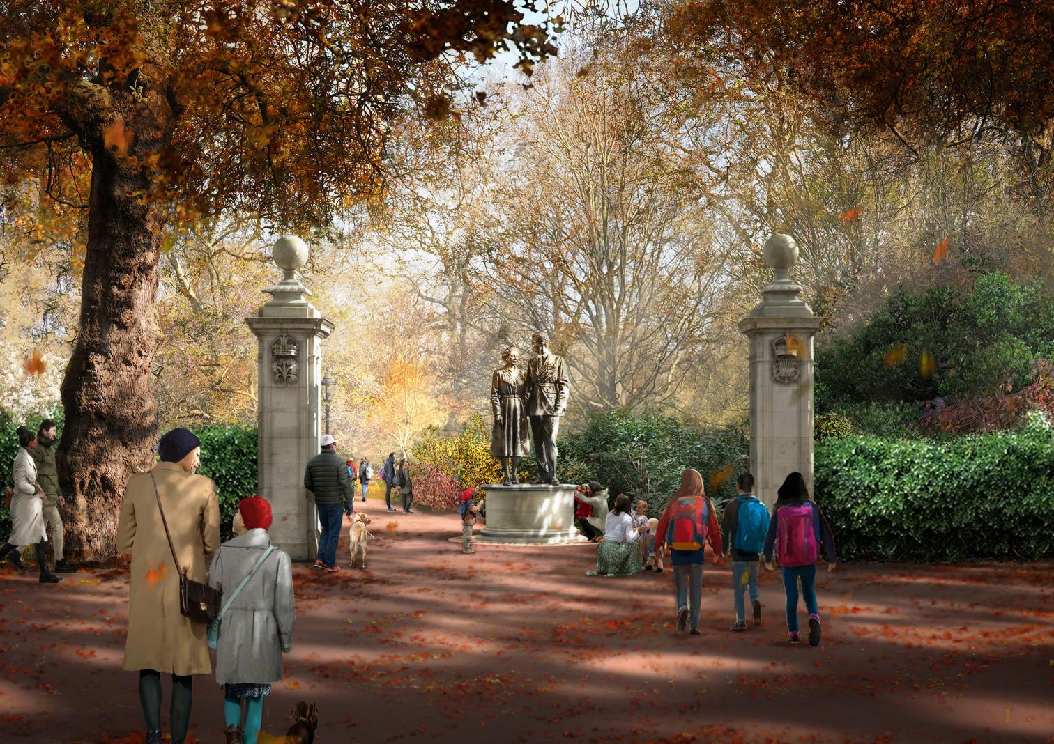 Monumento conmemorativo a la reina Isabel II en Londres
