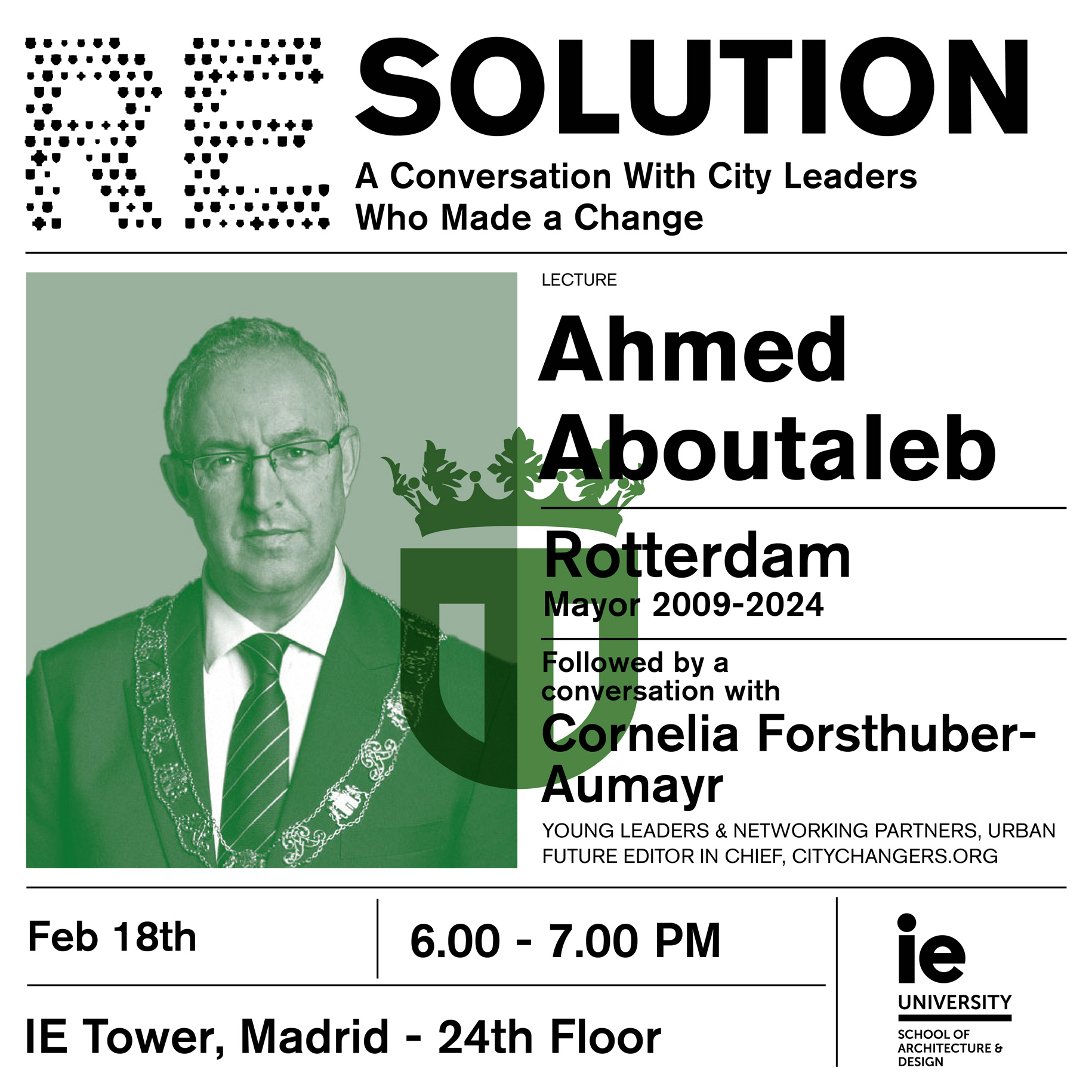 Conferencia de Ahmed Aboutaleb en la serie RE_SOLUTION de IE School of Arquitectura and Design