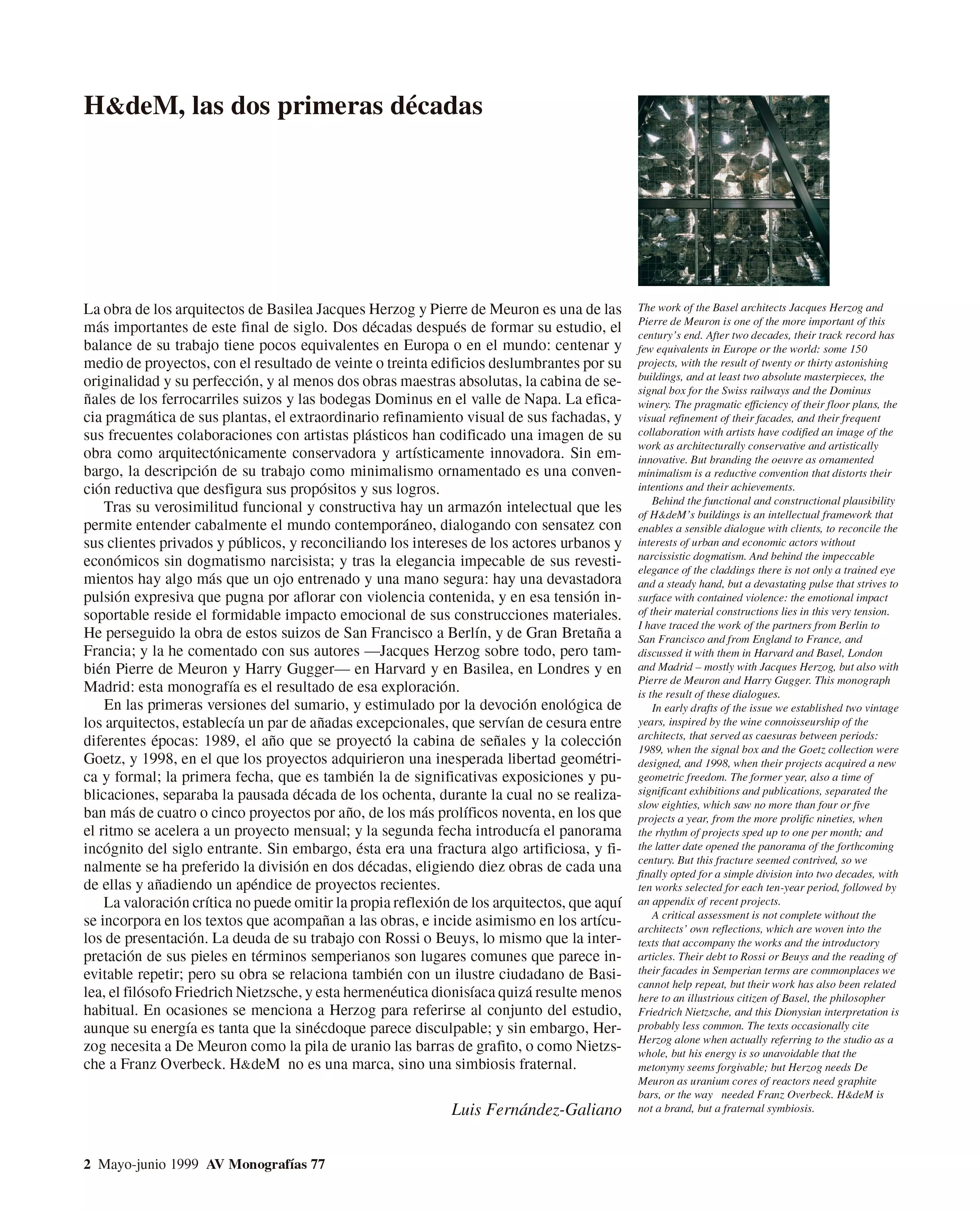 AV Monografías 77 - Herzog & de Meuron 1980-2000 AV Monografías 77 - Herzog & de Meuron 1980-2000