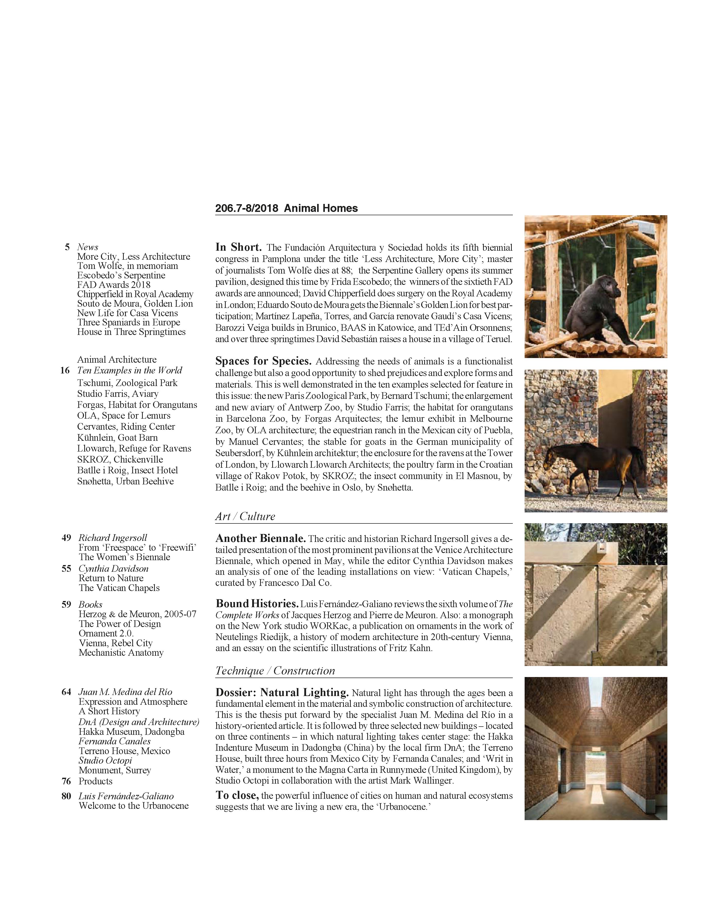 Arquitectura Viva 206 - Animal Homes Ten Experiences, From Tschumi to  Snøhetta | Arquitectura Viva